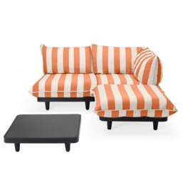 Fatboy Paletti Outdoor Set &amp Anthracite Table - Medium Colour: Stripe Orange Creme (Right)