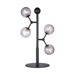 Halo Design Atom 4 Light Table Lamp - H52cm - O22cm - Black / Smoke Glass Colour: Black / Smoke Glass