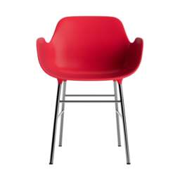 Normann Copenhagen Form Armchair - Bright Red - Chrome Legs Shell Colour: Bright Red, Leg Colour: Chrome - thumbnail 2