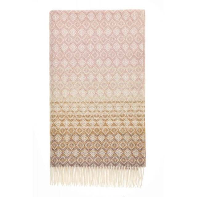 Bronte By Moon British Lambswool Throw - Ombre Diamond - Silver &  Pink