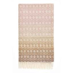 Bronte By Moon British Lambswool Throw - Ombre Diamond - Silver &amp  Pink