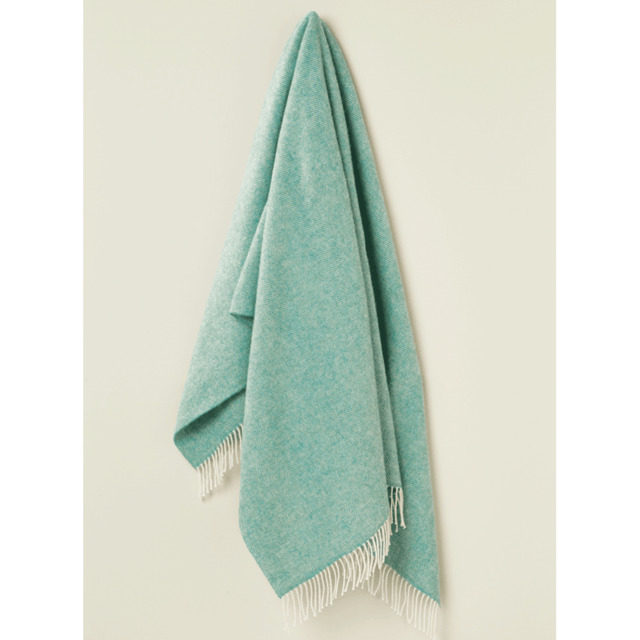 Bronte By Moon Pure Wool Herringbone Throw - Aqua - image 1