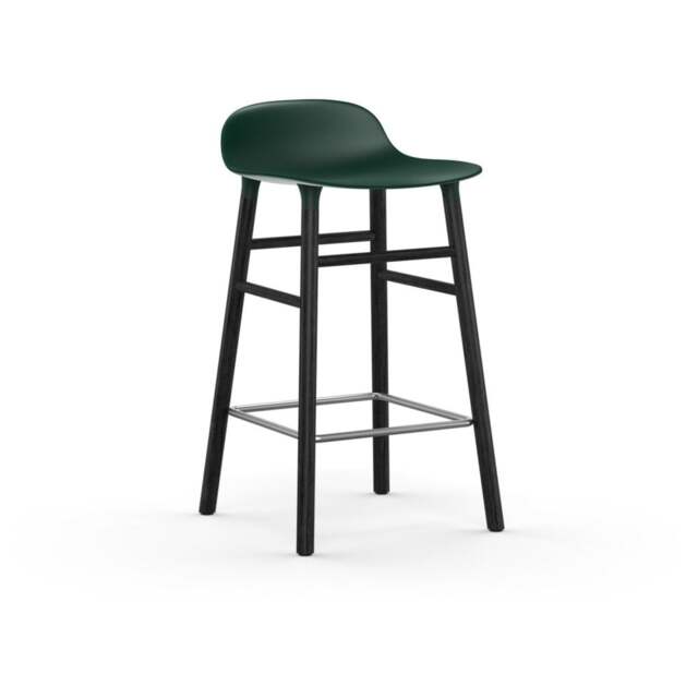 Normann Copenhagen Form Barstool - Wood - 65cm - Green - Black Oak Legs Shell Colour: Green, Leg Colour: Black Oak - image 1
