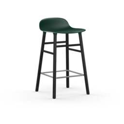 Normann Copenhagen Form Barstool - Wood - 65cm - Green - Black Oak Legs Shell Colour: Green, Leg Colour: Black Oak - thumbnail 1