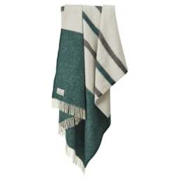 Tweedmill Textiles Pure New Wool Throw - Brecon Stripe - Emerald Green &amp Charcoal