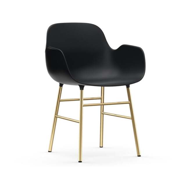 Normann Copenhagen Form Armchair - Black - Brass Legs Shell Colour: Black, Leg Colour: Brass - image 1