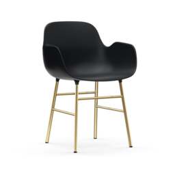 Normann Copenhagen Form Armchair - Black - Brass Legs Shell Colour: Black, Leg Colour: Brass - thumbnail 1