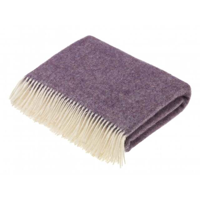 Bronte By Moon Pure Wool Herringbone Throw - Lavender