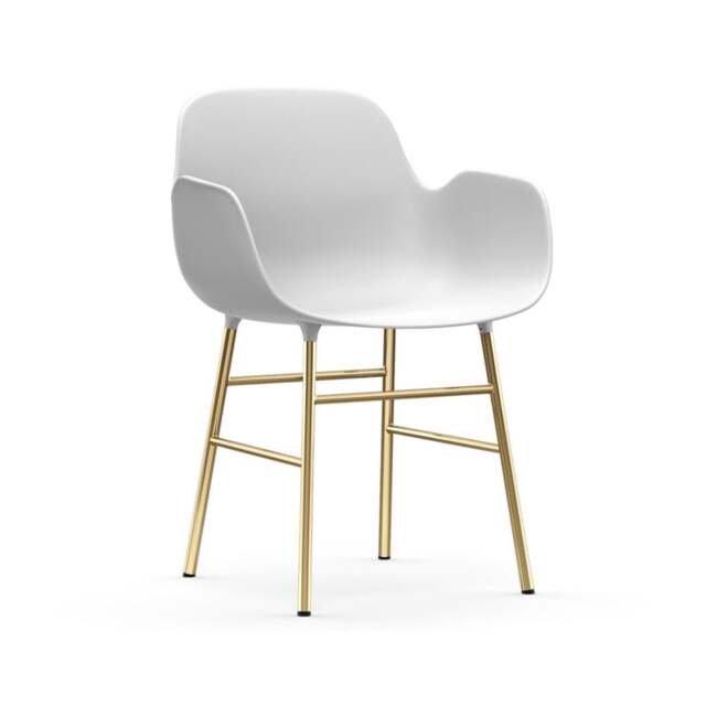 Normann Copenhagen Form Armchair - White - Brass Legs Shell Colour: White, Leg Colour: Brass - image 1