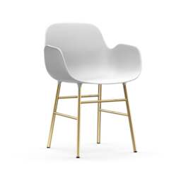 Normann Copenhagen Form Armchair - White - Brass Legs Shell Colour: White, Leg Colour: Brass