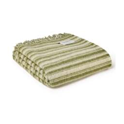 Tweedmill Textiles Pure New Wool Aber Stripe Throw - Olive Green