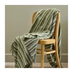 Tweedmill Textiles Pure New Wool Aber Stripe Throw - Olive Green - thumbnail 2