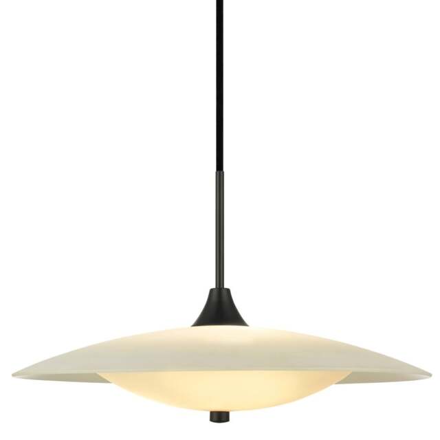 Halo Design Baroni Opal Glass Pendant Light - O 46cm Size:  46cm, Colour: Black Metal