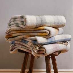 Tweedmill Textiles Pure New Wool Meadow Check Throw - Olive Green - thumbnail 4