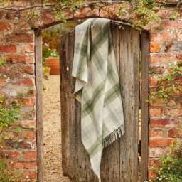 Tweedmill Textiles Pure New Wool Meadow Check Throw - Olive Green - thumbnail 5