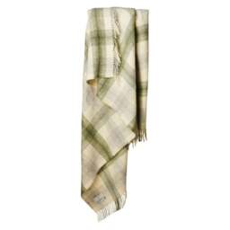 Tweedmill Textiles Pure New Wool Meadow Check Throw - Olive Green - thumbnail 2