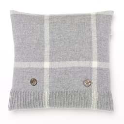 Bronte By Moon Windowpane Merino Lambswool Cushion - Grey