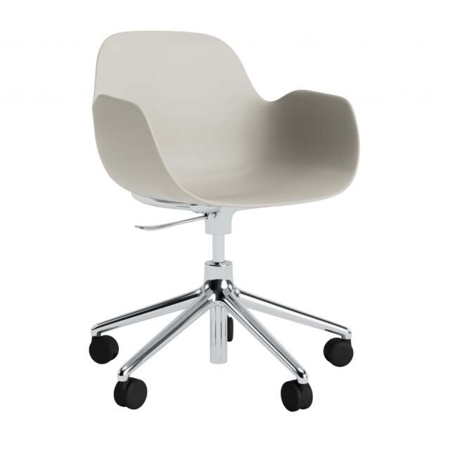 Normann Copenhagen Form Armchair Swivel - 5 Wheel - Gas Lift - Light Grey - Aluminium Legs Shell Colour: Light Grey, Leg Colour: Aluminium - image 1