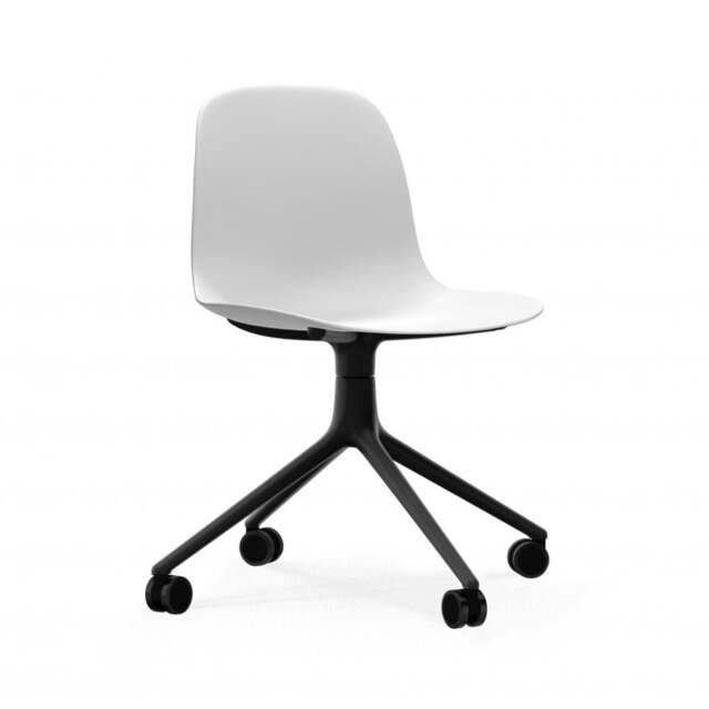 Normann Copenhagen Form Chair Swivel - 4 Wheel - White - Black Legs Shell Colour: White, Leg Colour: Black - image 1