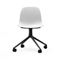 Normann Copenhagen Form Chair Swivel - 4 Wheel - White - Black Legs Shell Colour: White, Leg Colour: Black - thumbnail 2