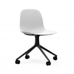 Normann Copenhagen Form Chair Swivel - 4 Wheel - White - Black Legs Shell Colour: White, Leg Colour: Black