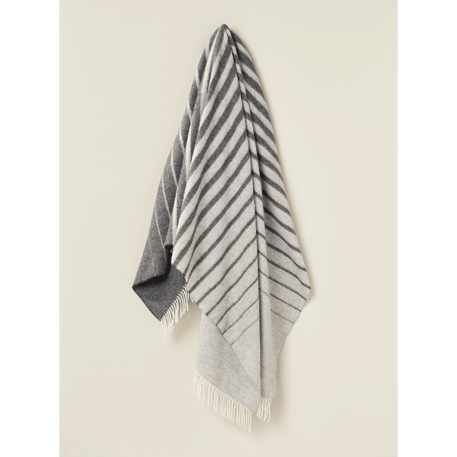 Bronte By Moon Luxury Merino Lambswool Albion Stripe Throw - Grey - image 1