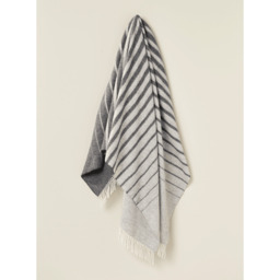 Bronte By Moon Luxury Merino Lambswool Albion Stripe Throw - Grey - thumbnail 1