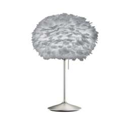 Umage Eos Table Lamp - Light Grey Feather Eos Medium/Brushed Steel Sante Stand