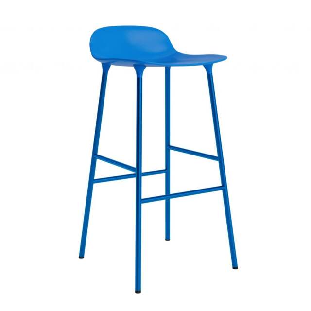 Normann Copenhagen Form Barstool - 75cm - Bright Blue - Bright Blue Legs Shell Colour: Bright Blue, Leg Colour: Matching Shell Colour - image 1