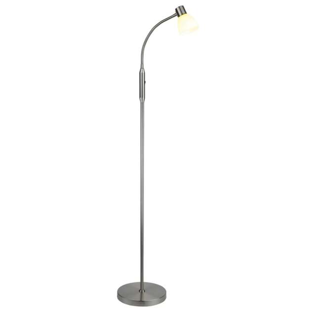 Halo Design Hudson Floor Lamp - Opal Glass Size: 1-Arm, Colour: Brushed Steel - image 1