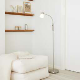 Halo Design Hudson Floor Lamp - Opal Glass Size: 1-Arm, Colour: Brushed Steel - thumbnail 2