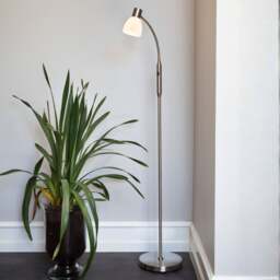 Halo Design Hudson Floor Lamp - Opal Glass Size: 1-Arm, Colour: Brushed Steel - thumbnail 3