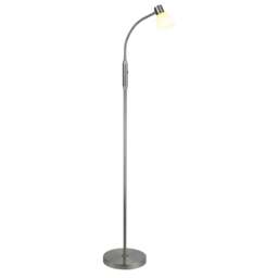 Halo Design Hudson Floor Lamp - Opal Glass Size: 1-Arm, Colour: Brushed Steel