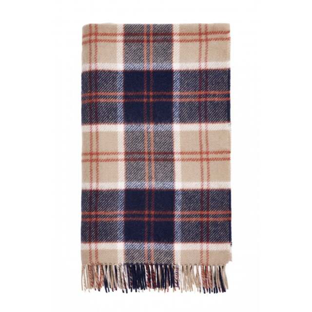 Bronte By Moon Bannochbane Tartan Pure Wool Throw - Navy
