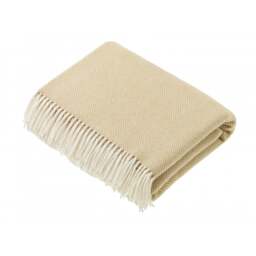 Bronte By Moon Merino Lambswool Herringbone Throw - Natural
