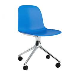 Normann Copenhagen Form Chair Swivel - 4 Wheel - Bright Blue - Aluminium Legs Shell Colour: Bright Blue, Leg Colour: Aluminium