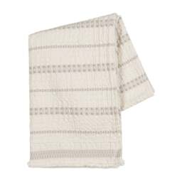 Lands Downunder Lisbon Stripe Cotton Throw - Taupe - thumbnail 1