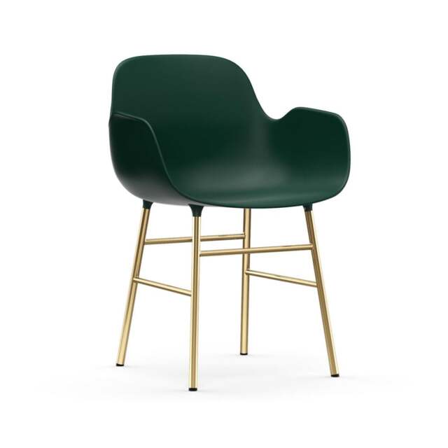 Normann Copenhagen Form Armchair - Green - Brass Legs Shell Colour: Green, Leg Colour: Brass - image 1