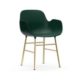 Normann Copenhagen Form Armchair - Green - Brass Legs Shell Colour: Green, Leg Colour: Brass