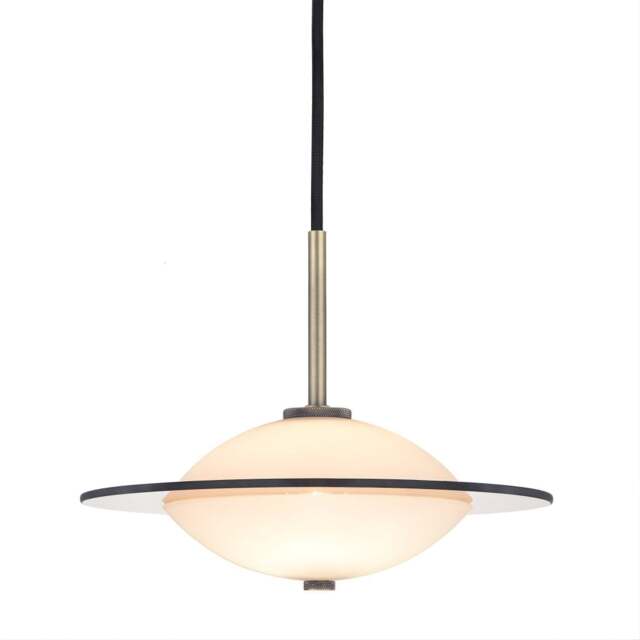 Halo Design Orbit Pendant Light - O 24cm - Opal Glass - Antique Brass Metal Size: O 24cm, Colour: Antique Brass - image 1