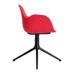 Normann Copenhagen Form Armchair Swivel - 4 Leg - Bright Red - Black Legs Shell Colour: Bright Red, Leg Colour: Black - thumbnail 3