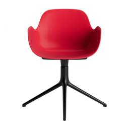 Normann Copenhagen Form Armchair Swivel - 4 Leg - Bright Red - Black Legs Shell Colour: Bright Red, Leg Colour: Black - thumbnail 2