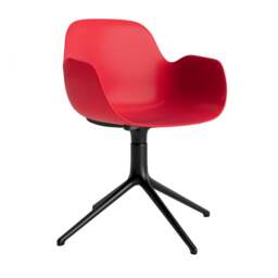 Normann Copenhagen Form Armchair Swivel - 4 Leg - Bright Red - Black Legs Shell Colour: Bright Red, Leg Colour: Black