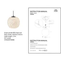 Halo Design Grape Pendant Light - 25cm - Opal Size:  25cm, Colour: Opal - thumbnail 2