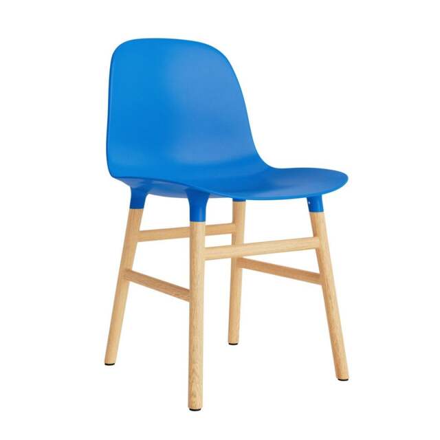 Normann Copenhagen Form Chair - Bright Blue - Oak Legs Shell Colour: Bright Blue, Leg Colour: Oak - image 1