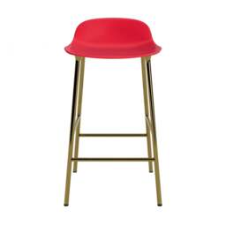 Normann Copenhagen Form Barstool - 65cm - Bright Red - Brass Legs Shell Colour: Bright Red, Leg Colour: Brass - thumbnail 2