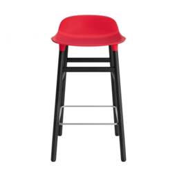 Normann Copenhagen Form Barstool - Wood - 65cm - Bright Red - Black Oak Legs Shell Colour: Bright Red, Leg Colour: Black Oak - thumbnail 2