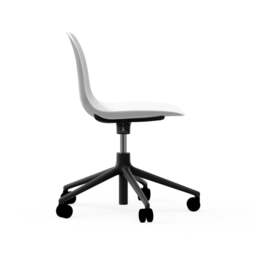 Normann Copenhagen Form Chair Swivel - 5 Wheel - Gas Lift - White - Black Legs Shell Colour: White, Leg Colour: Black - thumbnail 3