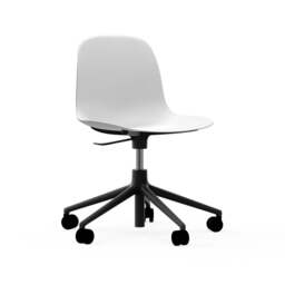 Normann Copenhagen Form Chair Swivel - 5 Wheel - Gas Lift - White - Black Legs Shell Colour: White, Leg Colour: Black