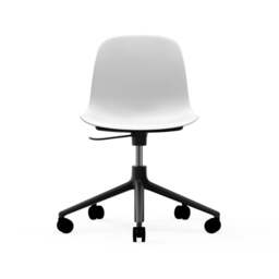 Normann Copenhagen Form Chair Swivel - 5 Wheel - Gas Lift - White - Black Legs Shell Colour: White, Leg Colour: Black - thumbnail 2